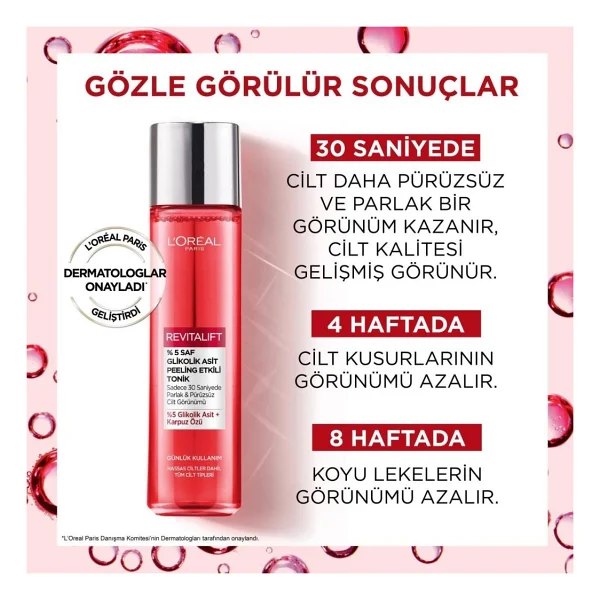 L'oreal Paris Revitalift %5 Saf Glikolik Asit Peeling Etkili Tonik 180 Ml - Görsel 4