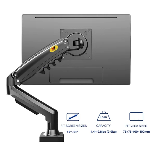 North Bayou F80-Xb Siyah 17-30 İnç Tek Kollu Amortisörlü Monitör Standı - Görsel 2