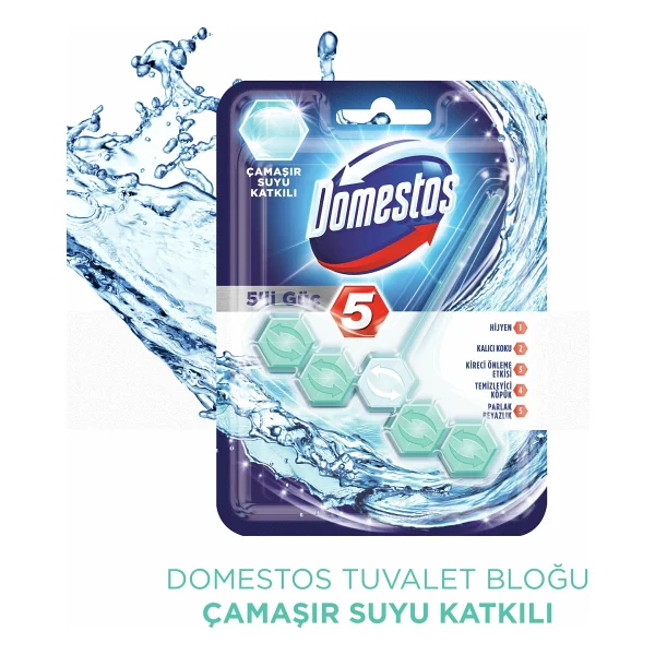 Domestos Wc Blok 5'li Güç Çamaşır Suyu Katkılı - Görsel 3