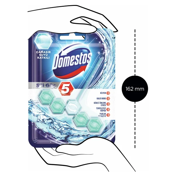 Domestos Wc Blok 5'li Güç Çamaşır Suyu Katkılı - Görsel 6