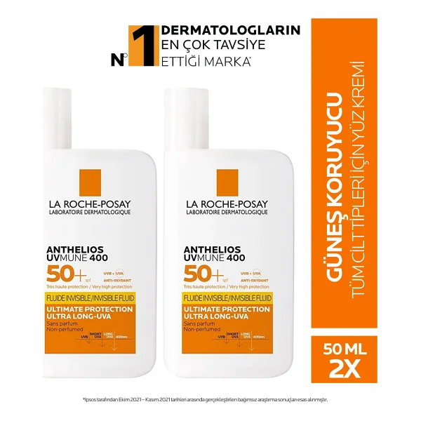 La Roche-Posay Anthelios Uvmune 400 Invisible Fluid 50 Ml 2 Adet 50 Faktör Güneş Kremi - Görsel 4