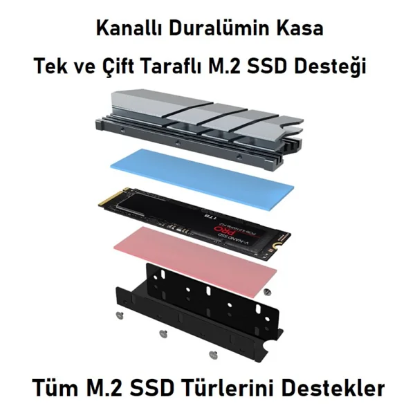 Jeyı Finscold M.2 Nvme M.2 Sata SSD Alüminyum Soğutucu - Görsel 2