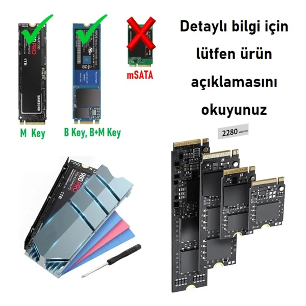Jeyı Finscold M.2 Nvme M.2 Sata SSD Alüminyum Soğutucu - Görsel 5