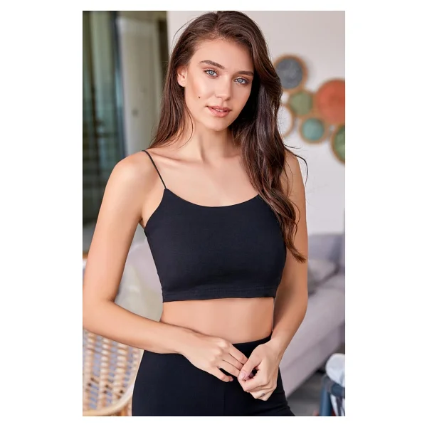 Berrak 8031 Kadın Ip Askılı Yarım 3 Lü Atlet Büstiyer - Siyah - L - XL - Görsel 3