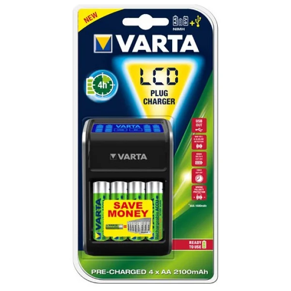 Varta 57687 Lcd Plug Pil Şarj Aleti + 2100 mAh 4'lü Aa Kalem Şarjlı Pil - Görsel 6