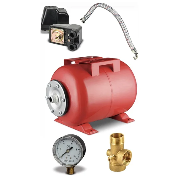 Schutzenger Set 50 Lt Yatay Hidrofor Genleşme Tankı -Manometre Duru Şalter Beşyol 70cm Flex Hortum - Görsel 2