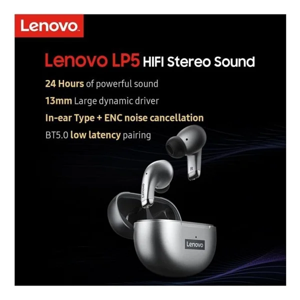 Lenovo Lp5 TWS Siyah Kulak İçi Bluetooth Kulaklık - Görsel 2