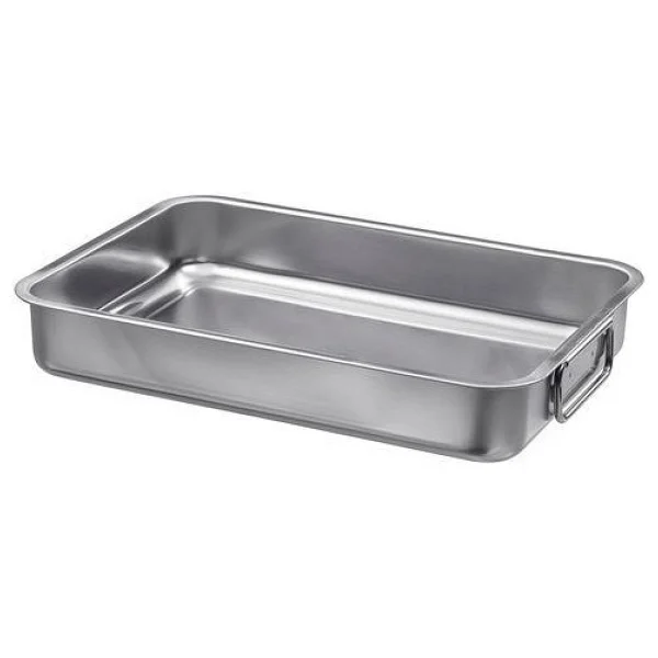 Metal Kare Fırın Kabı Meridyendukkan 24x34 Cm Paslanmaz Çelik Kulplu Kare Fırın Pişirme Tepsisi - Görsel 6