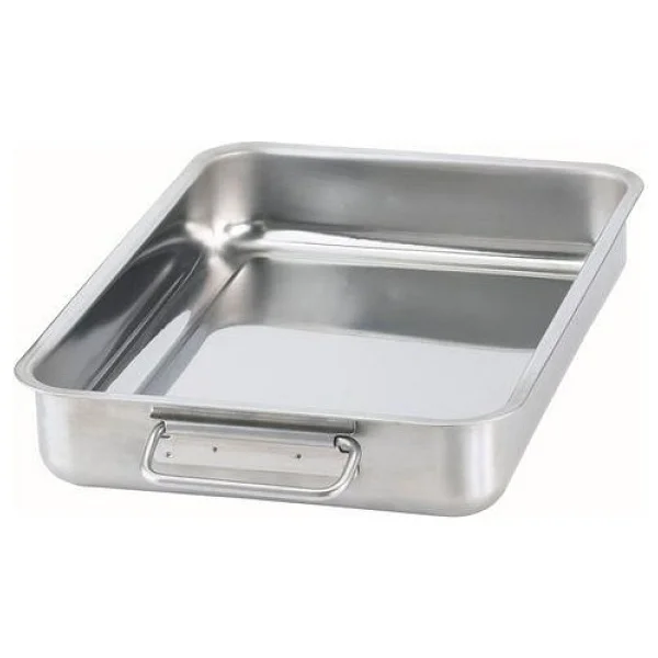 Metal Kare Fırın Kabı Meridyendukkan 24x34 Cm Paslanmaz Çelik Kulplu Kare Fırın Pişirme Tepsisi - Görsel 2