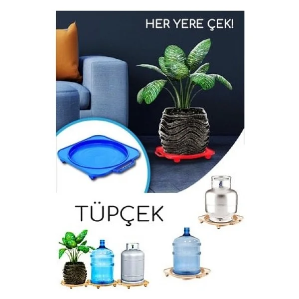 Damacana Tüp Saksı Altlığı 4 Tekerlekli Taşıma Aparatı Tüpçek - Görsel 2