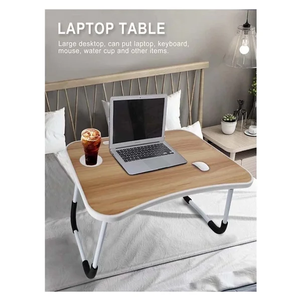 Hodbehod Bambu Renk Yatak Koltuk Üstü Portatif Laptop Sehpası - 39 X 59 Cm - Krem - Görsel 4