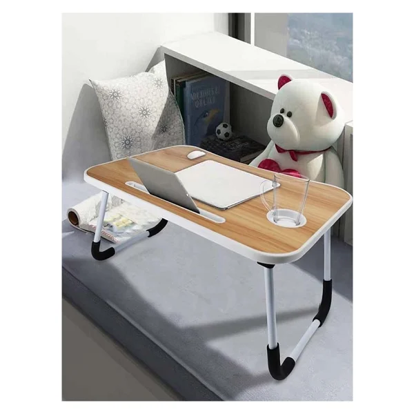 Hodbehod Bambu Renk Yatak Koltuk Üstü Portatif Laptop Sehpası - 39 X 59 Cm - Krem - Görsel 2