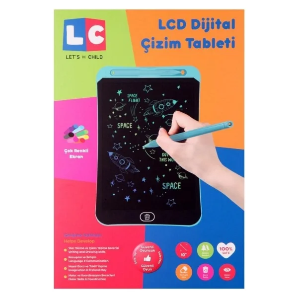 Lets Be Child Lc Lcd 10'' Dijital Çizim Tableti Eğitici Ve Öğretici Oyuncak - Turkuaz - Görsel 3