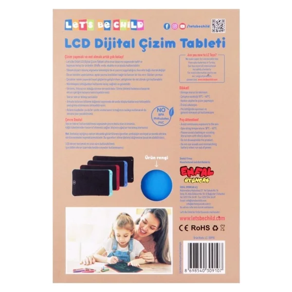 Lets Be Child Lc Lcd 10'' Dijital Çizim Tableti Eğitici Ve Öğretici Oyuncak - Turkuaz - Görsel 4