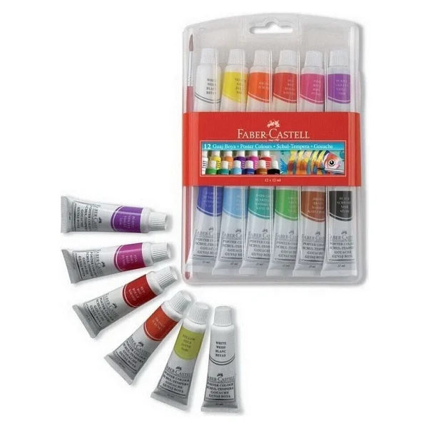 Faber-Castell Plastik Kutu 12 Ml 12'li Tüp Guaj Boya Seti - Görsel 2