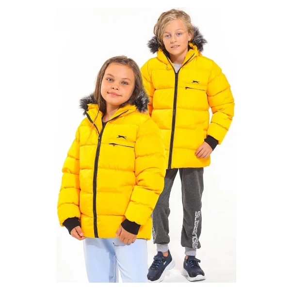 Slazenger Calisto Kapüşonlu Sarı Çocuk Şişme Mont - Görsel 2