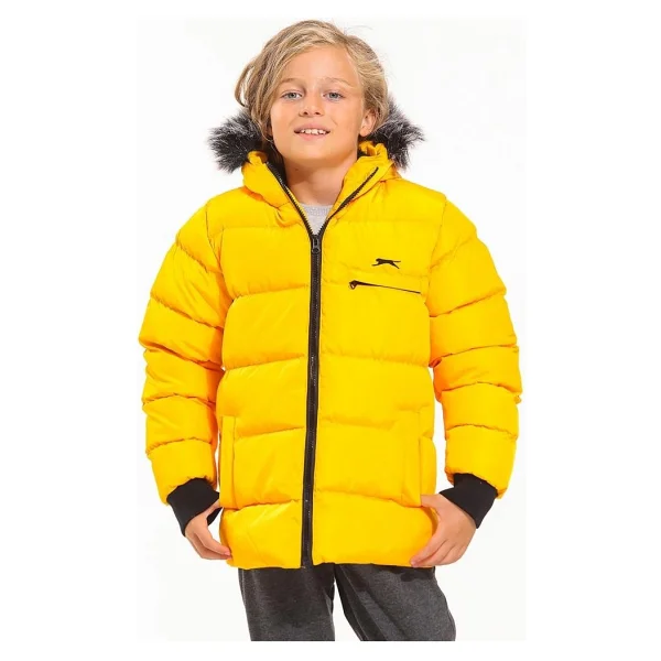 Slazenger Calisto Kapüşonlu Sarı Çocuk Şişme Mont - Görsel 4