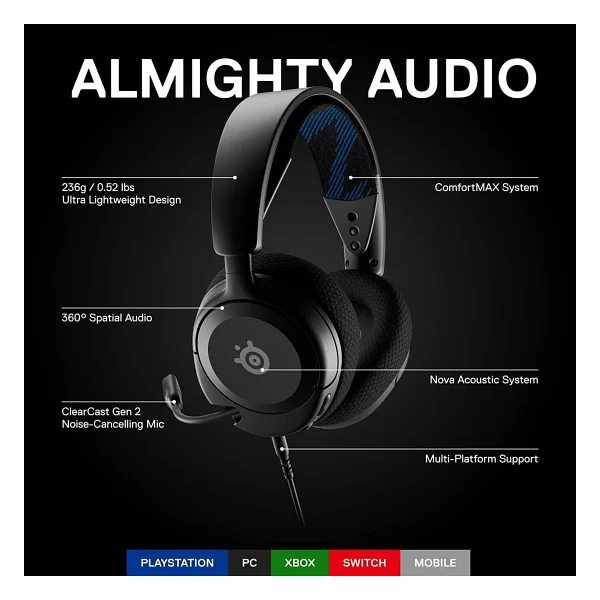 Steelseries Arctis Nova 1p Kablolu Kulak Üstü Oyuncu Kulaklığı - Görsel 3