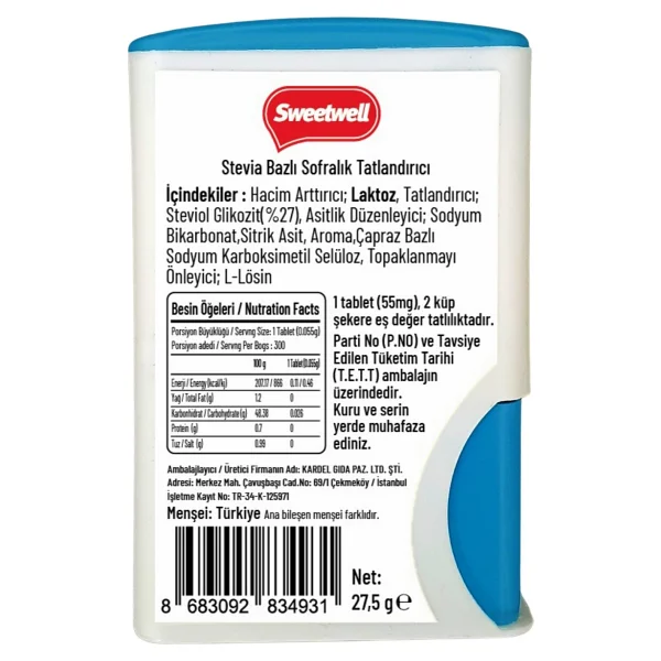Sweetwell Stevia Tablet Tatlandırıcı 500 Tablet X 2 Adet - Görsel 5