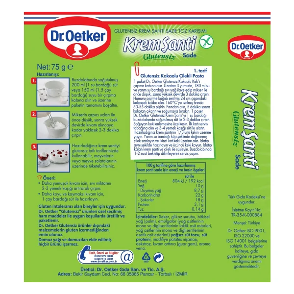 Dr. Oetker 75 Gr Glutensiz Krem Şanti - Görsel 3