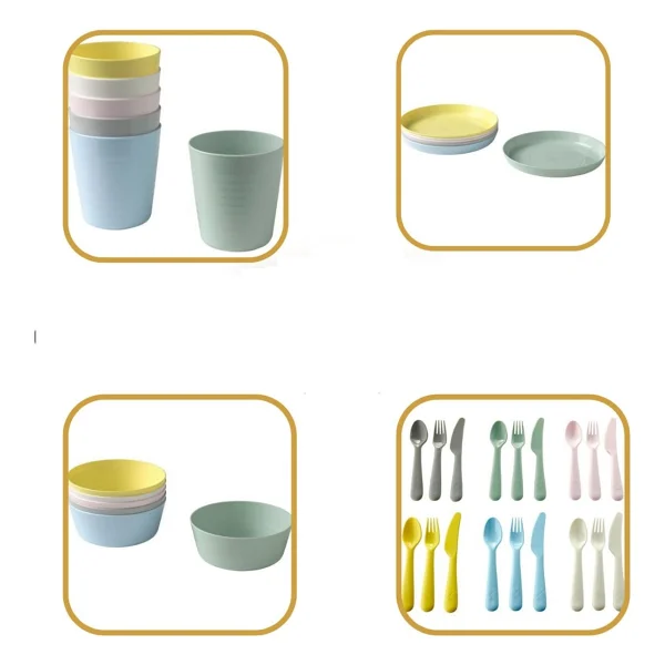 Ikea Kalas Bardak + Tabak + Kase + Çatal Kaşık 4'lü Set - Renkli - Görsel 3