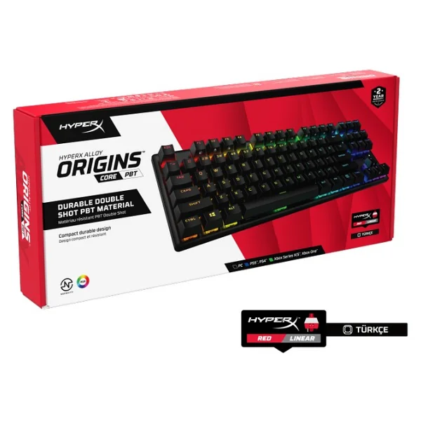 Hyperx Alloy Origins Core 4p5p3aa RGB Tkl Red Switch Kablolu Oyuncu Klavyesi - Görsel 2