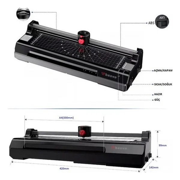 Baove Ocw380 A3 Kağıt Kesme Ve Laminasyon Makinesi - Görsel 5