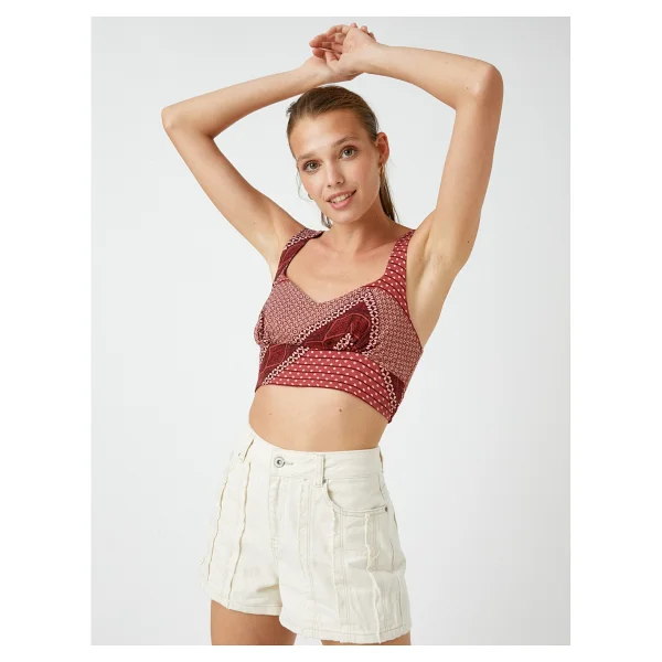 Koton Askılı Crop Atlet - Bordo - 34 - Görsel 6
