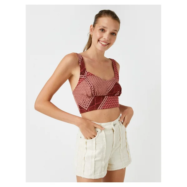 Koton Askılı Crop Atlet - Bordo - 34 - Görsel 2