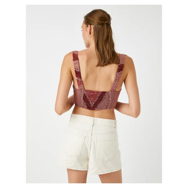 Koton Askılı Crop Atlet - Bordo - 34 - Görsel 4