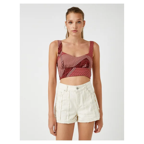 Koton Askılı Crop Atlet - Bordo - 34 - Görsel 3