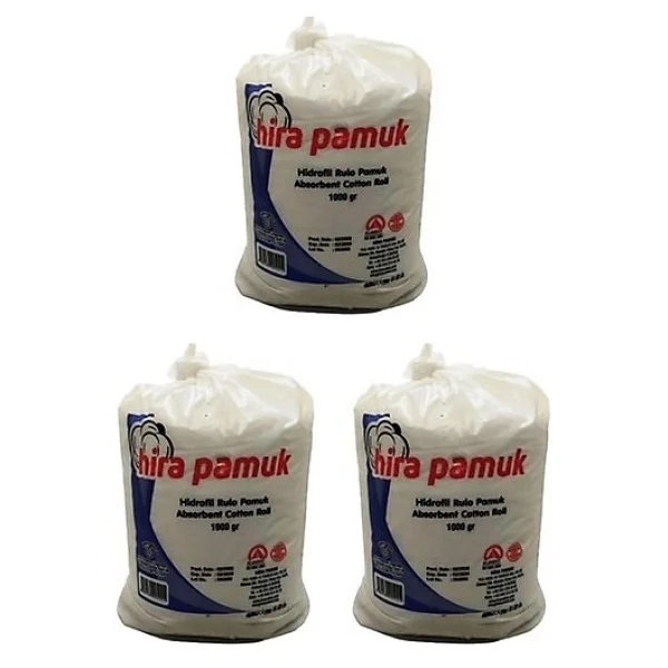 Hira Hidrofil Pamuk - Yüksek Emicilik ve Hijyenik Kullanım, 1 kg (3 Paket) - Tüm Cilt Tipleri için, Hassas Ciltle Uyumlu - Görsel 2