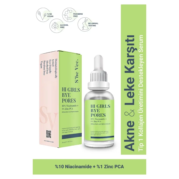She Vec Hi Girls Bye Pores %10 Niacinamide + %1 Zinc Pca Yüz Serumu 30 Ml - Görsel 8