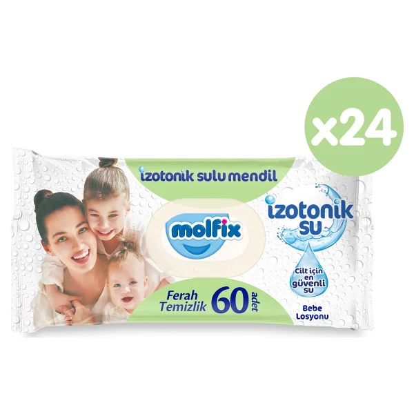 Molfix İzotonik Sulu Ferah Temizlik 60 Yaprak 24'lü Paket Islak Mendil - Görsel 9