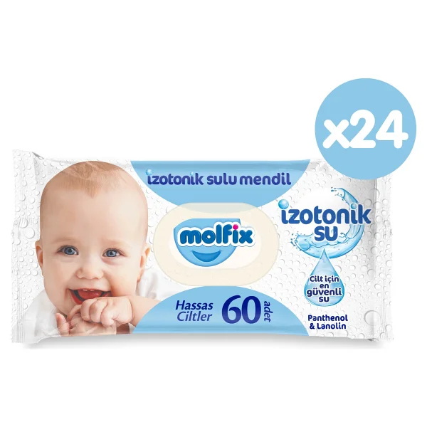 Molfix İzotonik Sulu Hassas Ciltler 60 Yaprak 24'lü Paket Islak Mendil - Görsel 8