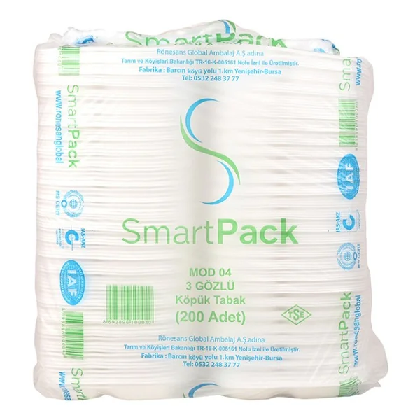 Smartpack Üç Gözlü Köpük Tabak 100'lü Piknik Ve Davet İçin Kullan-At Kaliteli Tabak - Görsel 4