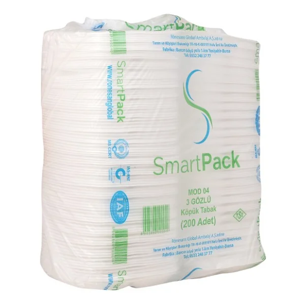 Smartpack Üç Gözlü Köpük Tabak 100'lü Piknik Ve Davet İçin Kullan-At Kaliteli Tabak - Görsel 5
