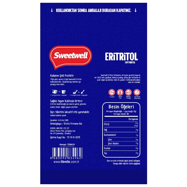 Sweetwell Sıfır Kalori Eritritol Toz Tatlandırıcı 6 X 400 Gr - Görsel 4