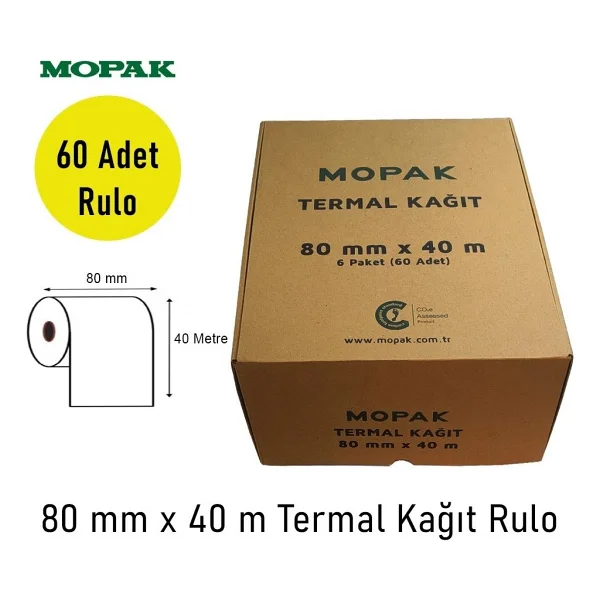 Mopak 80 Mm X 40 Mt 1 Koli 60'lı Termal Rulo - Görsel 4