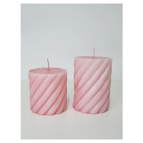 Missi Pembe 2Lİ Spiral Blok Mum Seti - Görsel 3