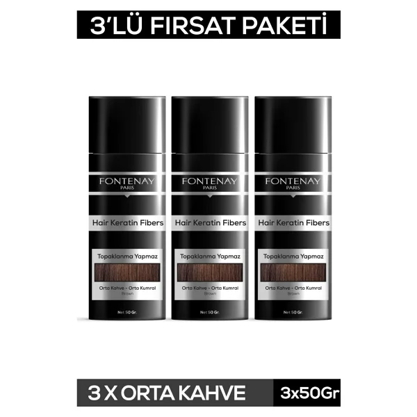 Fontenay Keratin Fibers Orta Kahve Topik Saç Tozu 50gr X3 - Görsel 5