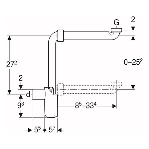 Geberit Lavabo Sifonu Yer Tasarruflu Model G1 32mm 151.116.11.1 - Görsel 2