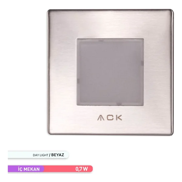 Ack 1.5w LED Merdiven-Duvar Armatürü Kare 6500k Beyaz Işık - Görsel 6