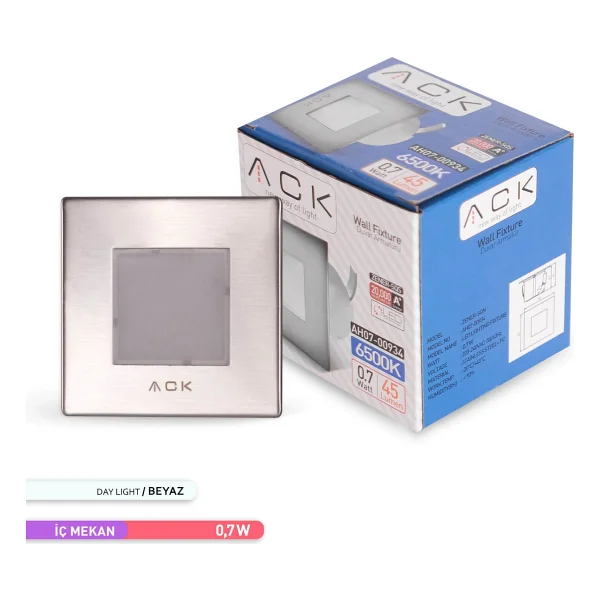 Ack 1.5w LED Merdiven-Duvar Armatürü Kare 6500k Beyaz Işık - Görsel 2