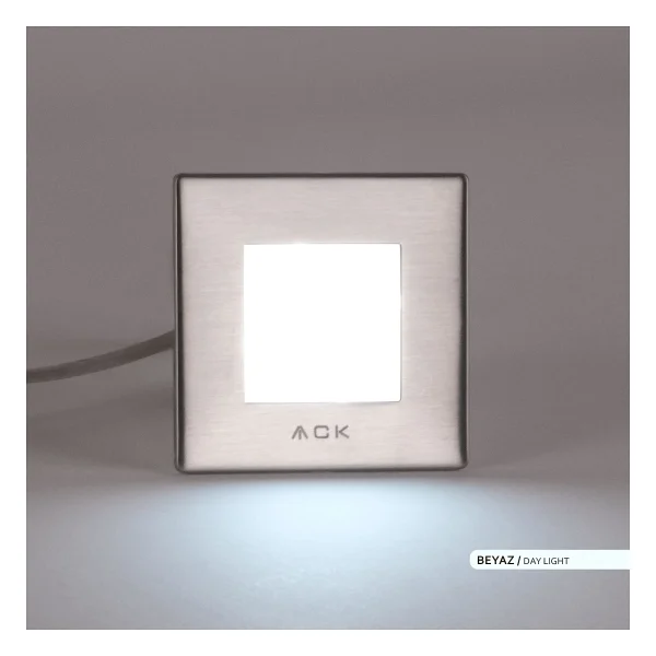 Ack 1.5w LED Merdiven-Duvar Armatürü Kare 6500k Beyaz Işık - Görsel 4
