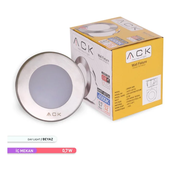 Ack Ah07-00734 1.5 W 6500 K Beyaz LED Merdiven Duvar Armatürü - Görsel 2