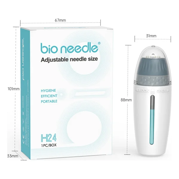 Bio Needle H24 Titanyum 24 Iğneli Dermastamp Ayarlanabilir İğne Uzunluğu + Temizleme Spreyi - Görsel 2