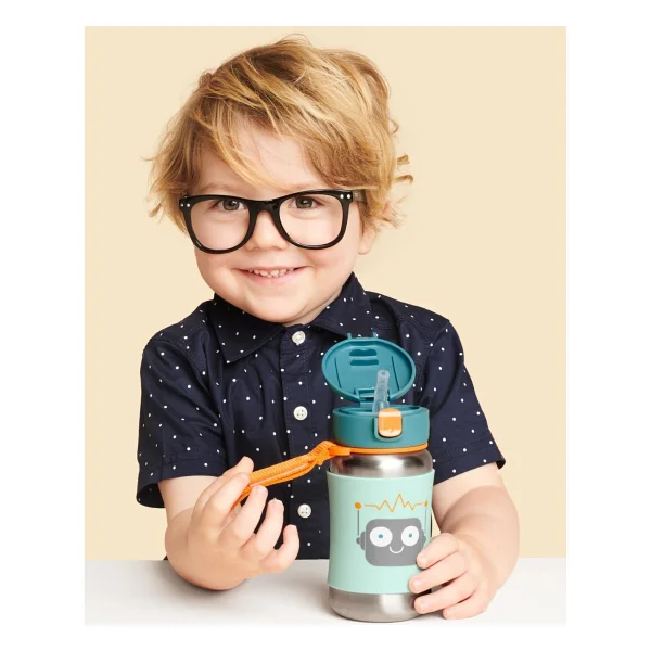 Skip Hop Spark Style Robot 350 Ml Pipetli Paslanmaz Çelik Suluk - Görsel 3