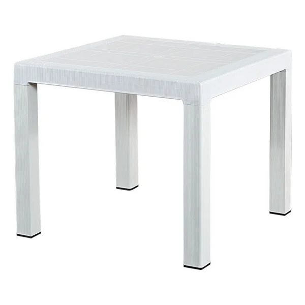 Almina Rattan Masa 90x90 Camsız Bahçe Balkon Teras Masası - Beyaz - Görsel 4