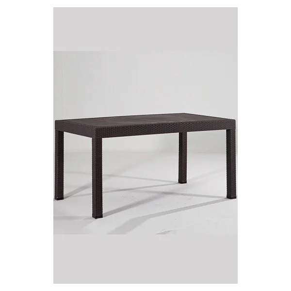 Almina Rattan Masa 90x150 Camsız Kahverengi Bahçe Balkon Teras Masası - Görsel 4